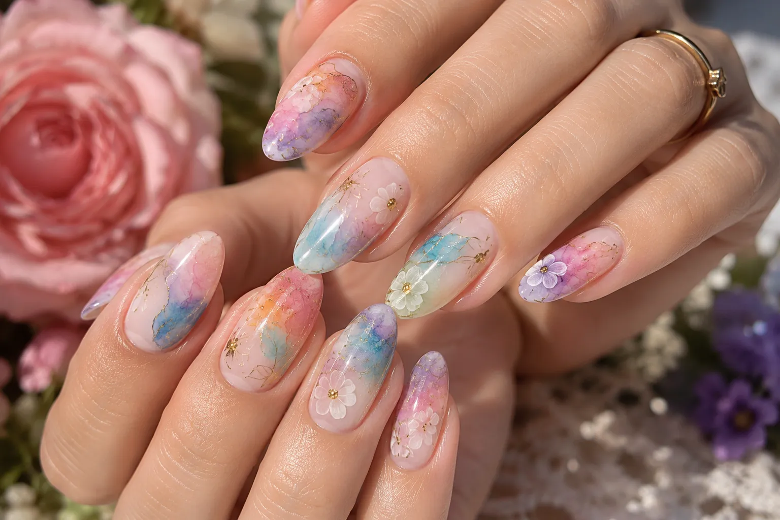 water colour nails