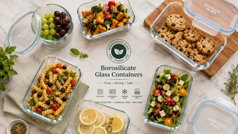 borosilicate glass container flatlay