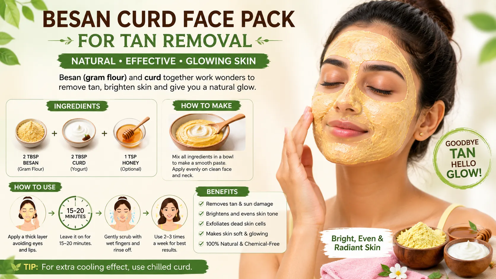 besan curd face pack for tan removal India