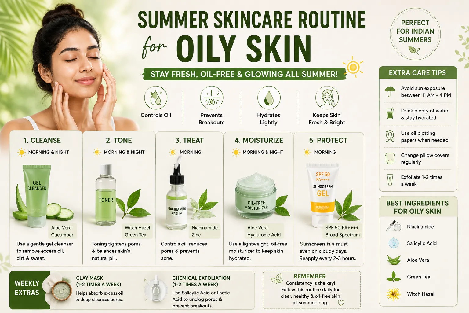 summer skincare routine for oily skin India