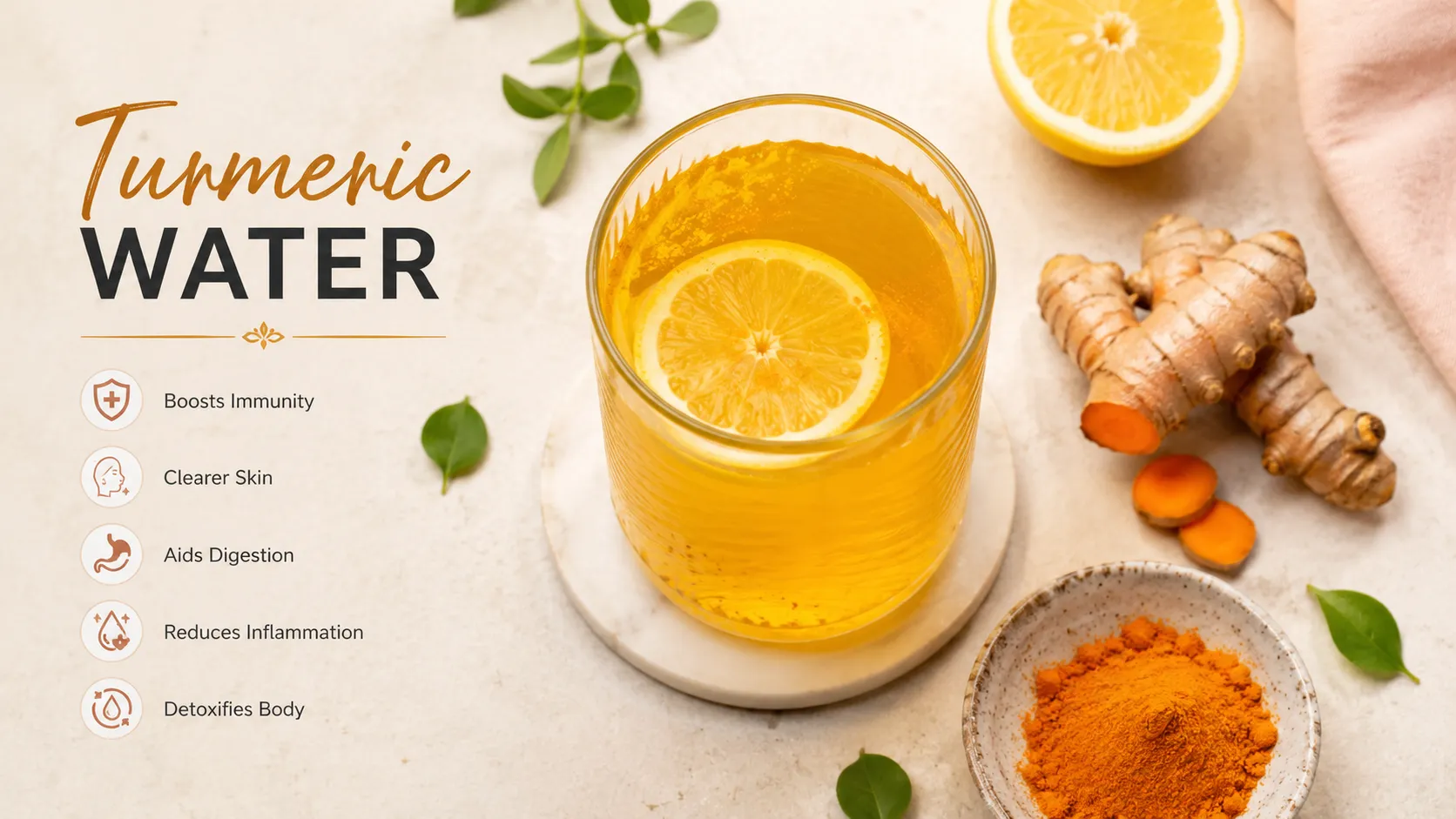 turmeric water flatlay