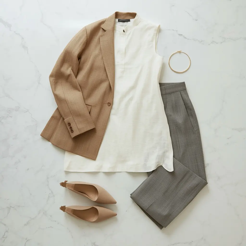 sleeveless kurta with linen blazer power outfit for Indian office summer
