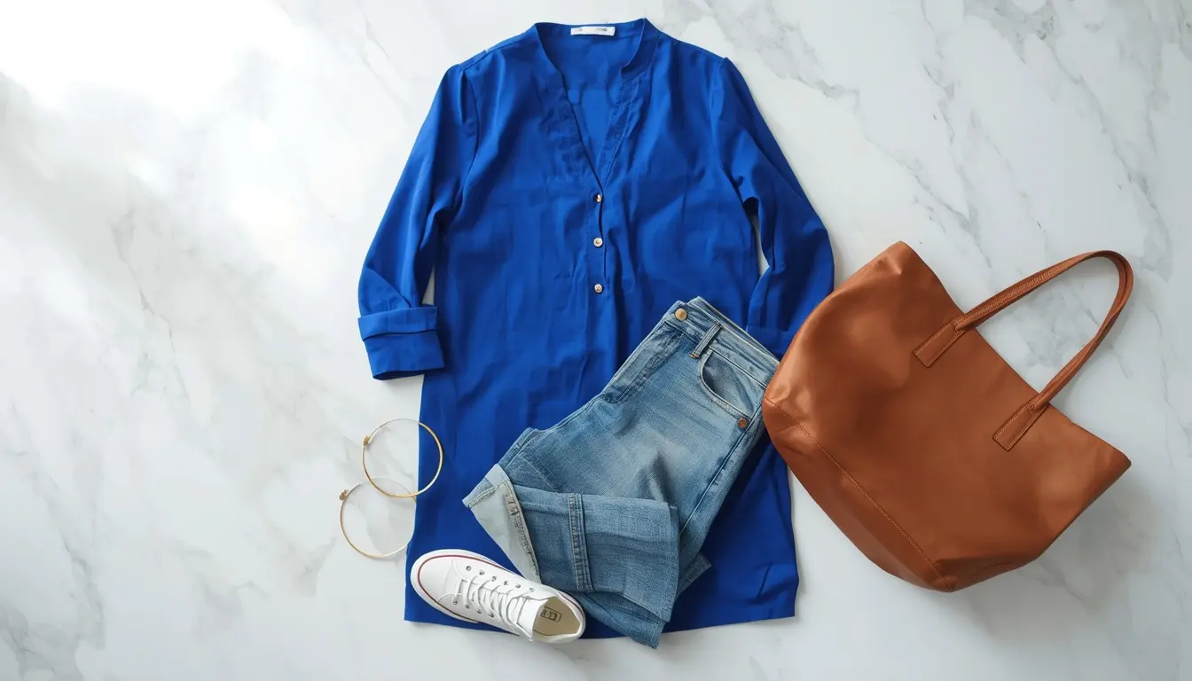 kurta with straight leg jeans and white sneakers modern Indian outfit