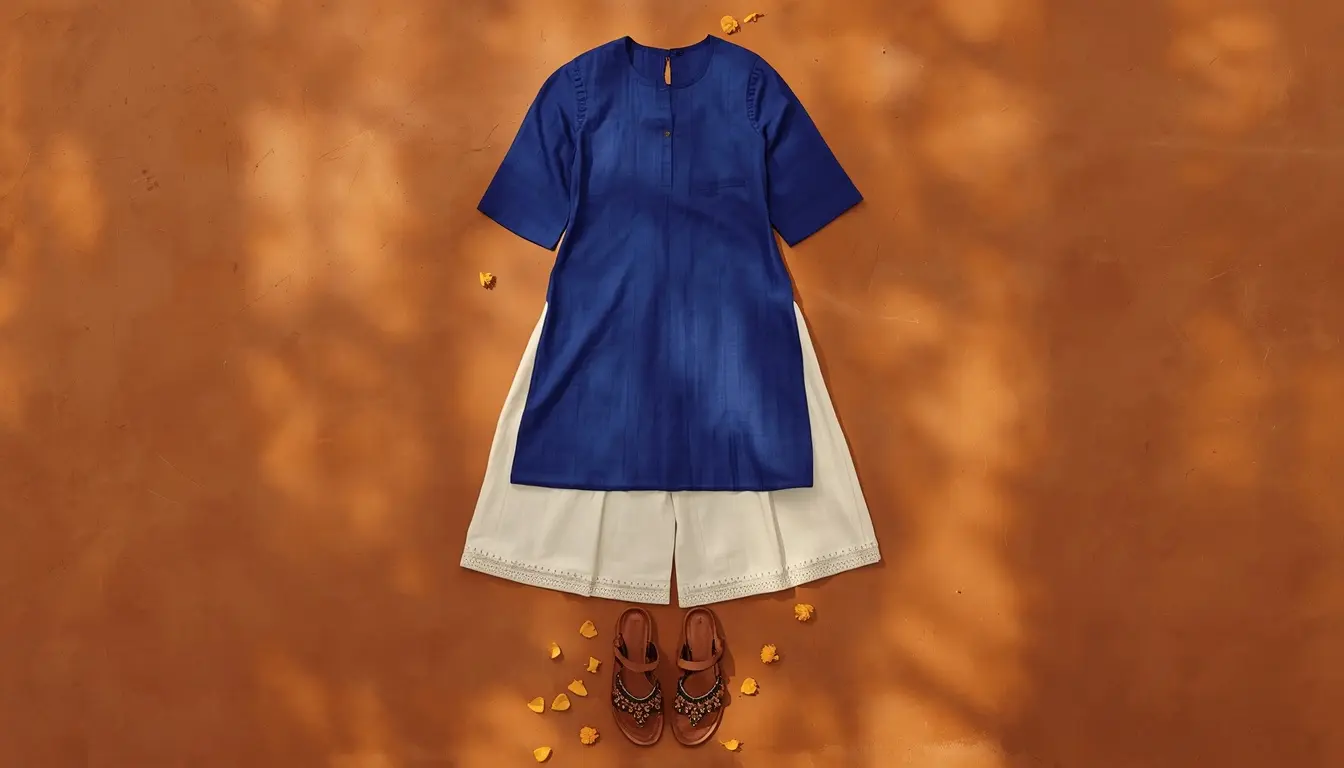 kurta with palazzo pants and kolhapuri sandals Indian women