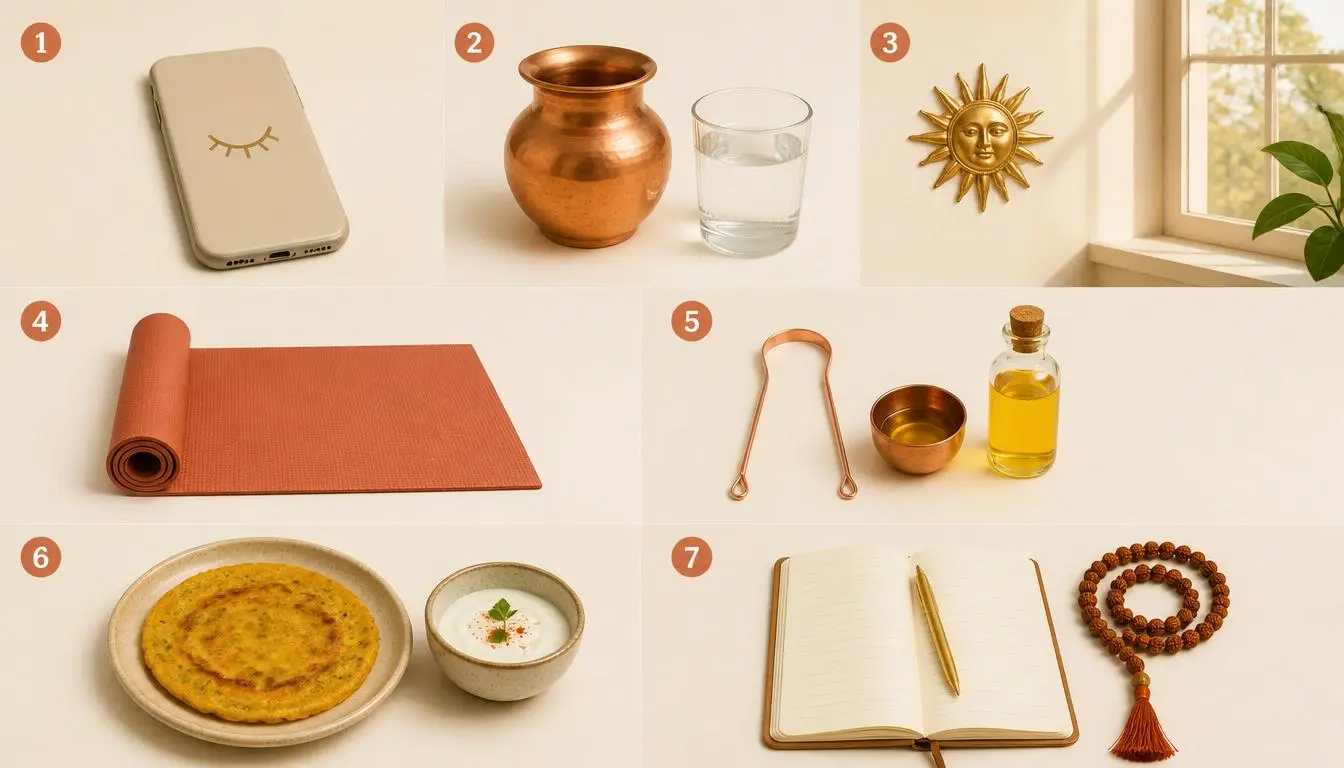 7 step morning routine for Indian women energised all day infographic