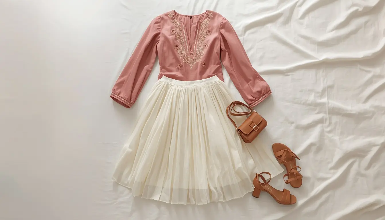 short kurta with flowy midi skirt indo-western Indian outfit