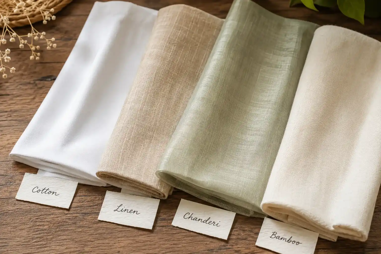 breathable fabrics for Indian summer office wear — cotton linen chanderi